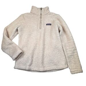 Patagonia Los Gatos Sweater Women XS Ivory Fuzzy Fleece 1/4 Zip Gorpcore Hiking